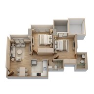 Floor plan of 2 BHK 552 Sq. Ft. Apartment in Integrated Ramicon, Mumbai