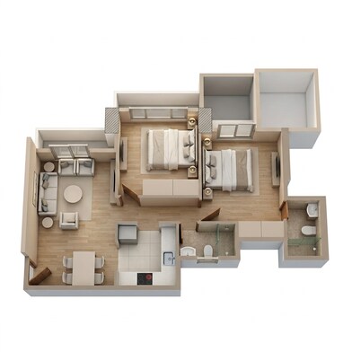 Floor plan of 2 BHK 552 Sq. Ft. Apartment in Integrated Ramicon, Mumbai