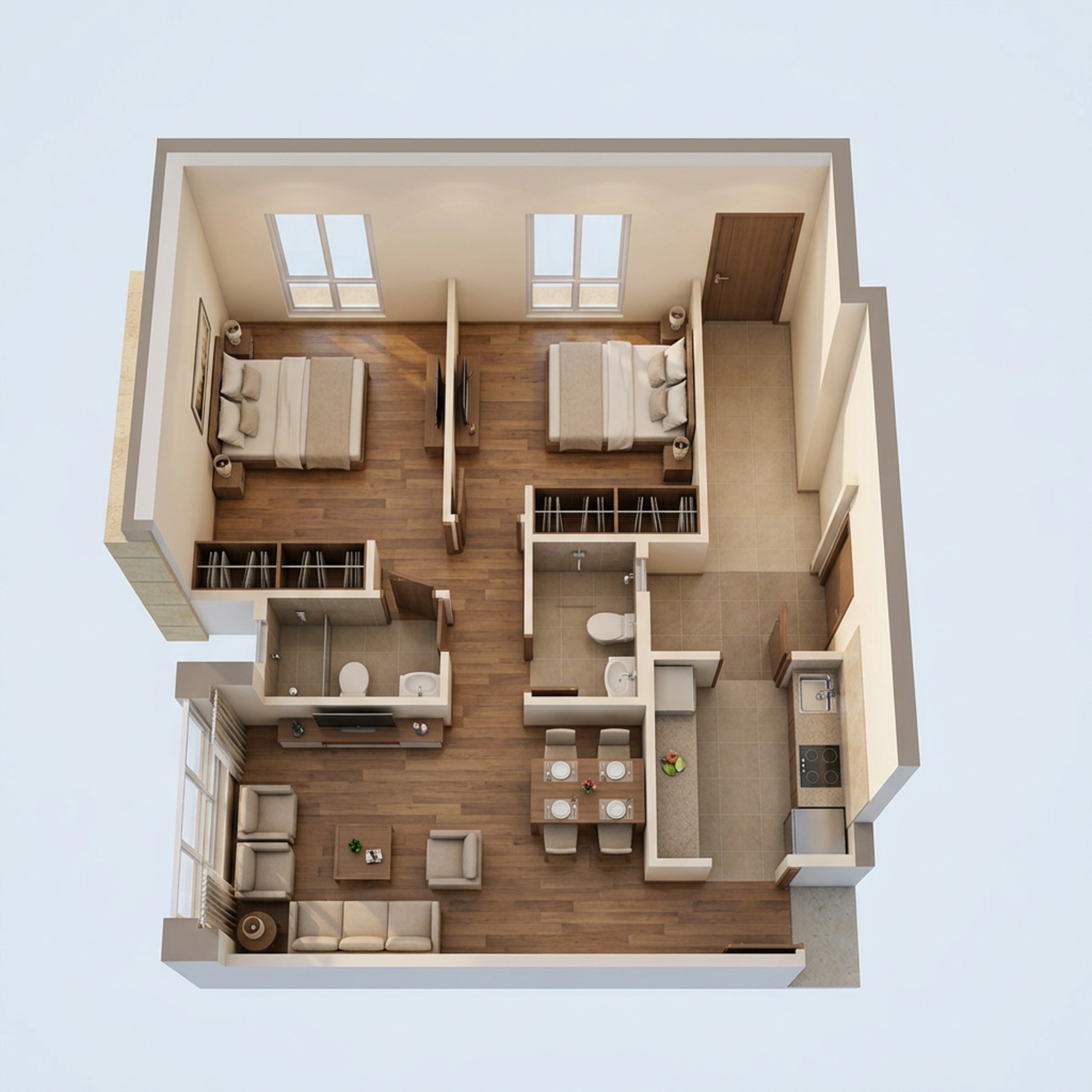 Floor plan of 2 BHK 575 Sq. Ft. Apartment in Integrated Ramicon, Mumbai