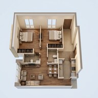 Floor plan of 2 BHK 575 Sq. Ft. Apartment in Integrated Ramicon, Mumbai