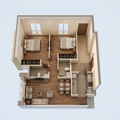 Floor plan of 2 BHK 575 Sq. Ft. Apartment in Integrated Ramicon, Mumbai