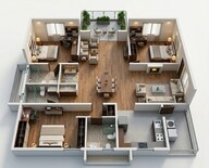 Floor plan of 3 BHK 1926 Sq. Ft. Apartment in My Home Sayuk, Hyderabad