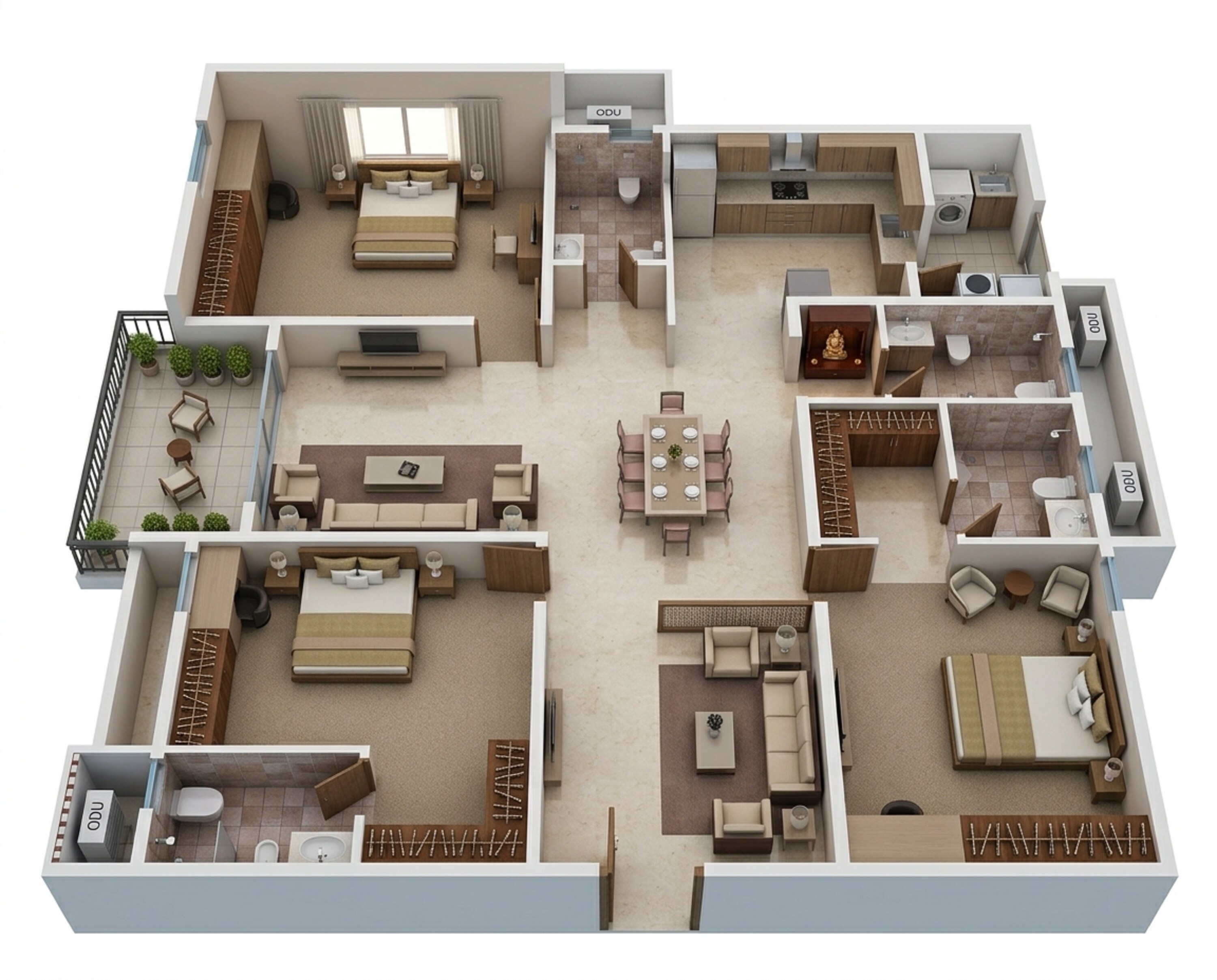 Floor plan of 3 BHK 2262 Sq. Ft. Apartment in My Home Sayuk, Hyderabad