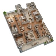 Floor plan of 4 BHK 3683 Sq. Ft. Apartment in Gaurs The Islands, Greater Noida