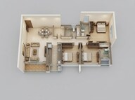 Floor plan of 3 BHK 1041 Sq. Ft. Apartment in Runwal Codename Rare, Mumbai