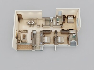 Floor plan of 3 BHK 1041 Sq. Ft. Apartment in Runwal Codename Rare, Mumbai
