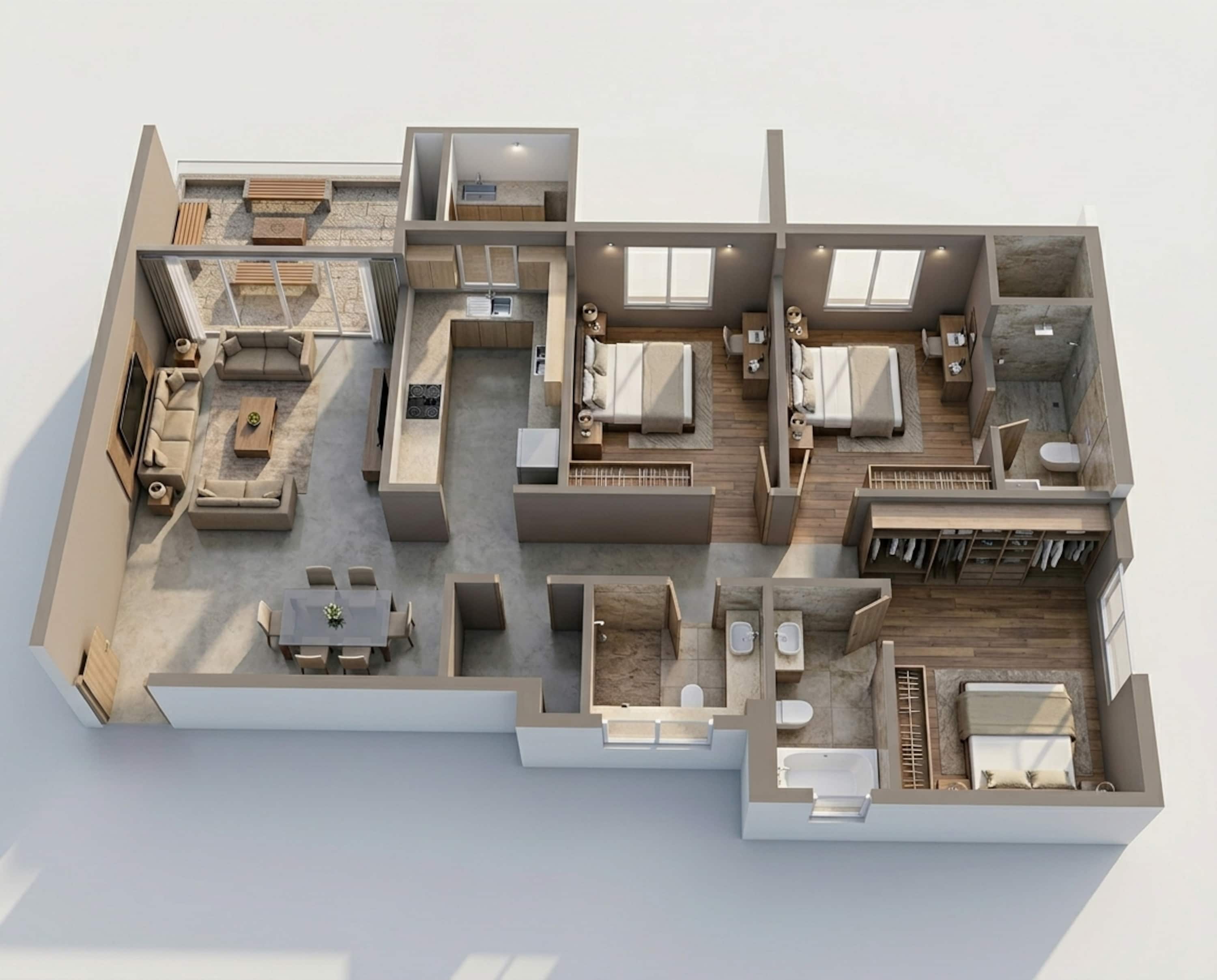 Floor plan of 3 BHK 1101 Sq. Ft. Apartment in Runwal Codename Rare, Mumbai