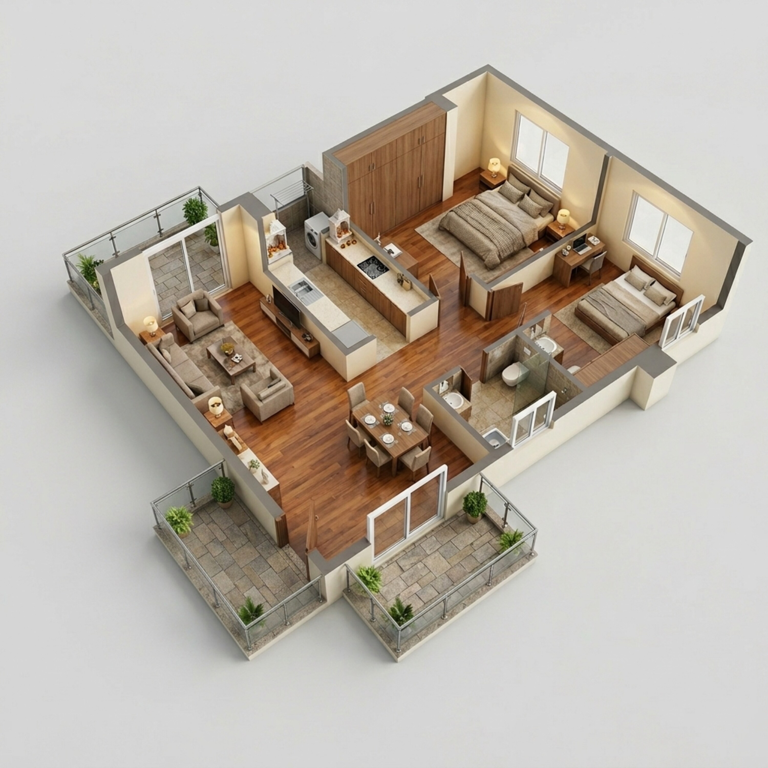 Floor plan of 2 BHK 859 Sq. Ft. Apartment in Runwal Codename Rare, Mumbai