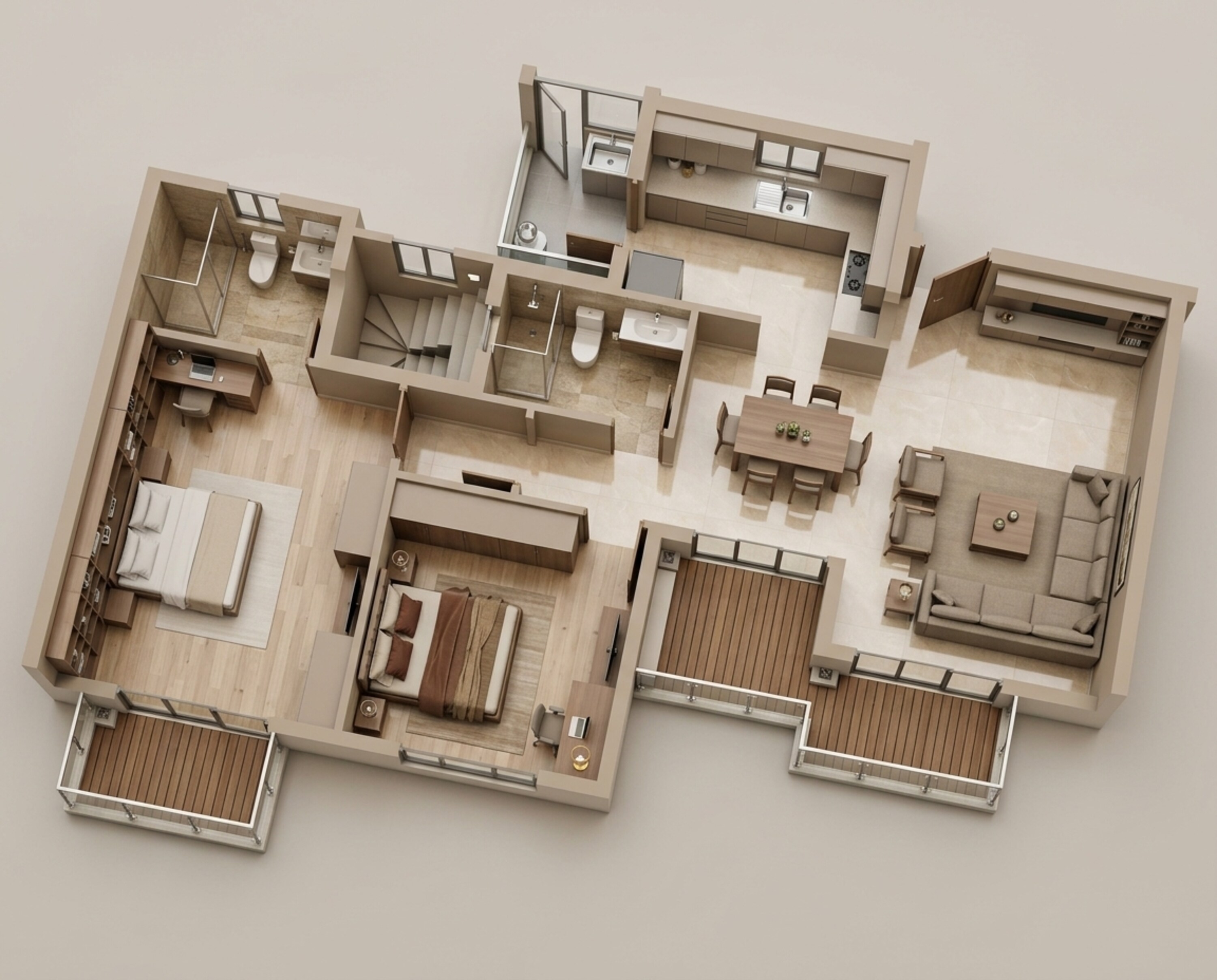 Floor plan of 2 BHK 1360 Sq. Ft. Apartment in Purva Park Hill, Bangalore