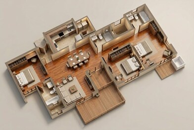 Floor plan of 3 BHK 1938 Sq. Ft. Apartment in Purva Park Hill, Bangalore
