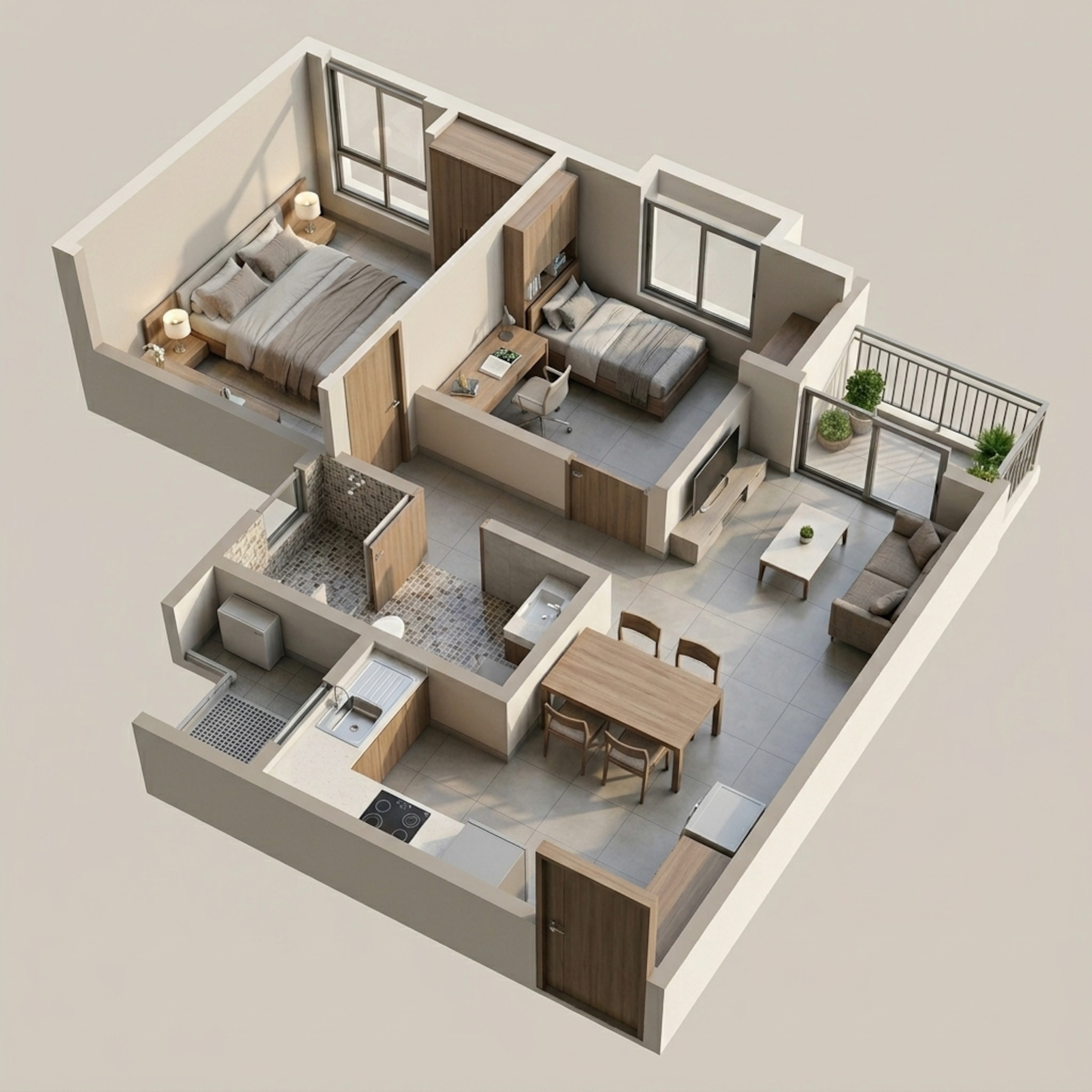 Floor plan of 1 BHK 764 Sq. Ft. Apartment in Ivory at Brigade Orchards, Bangalore