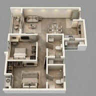 Floor plan of 2 BHK 878 Sq. Ft. Apartment in Ivory at Brigade Orchards, Bangalore