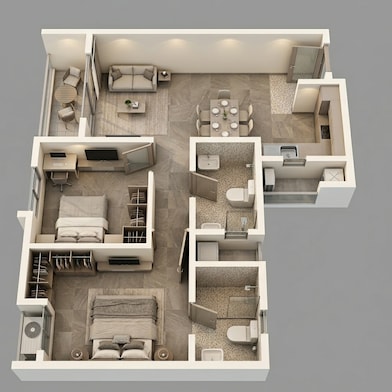 Floor plan of 2 BHK 878 Sq. Ft. Apartment in Ivory at Brigade Orchards, Bangalore