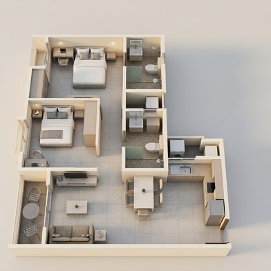 Floor plan of 2 BHK 948 Sq. Ft. Apartment in Ivory at Brigade Orchards, Bangalore