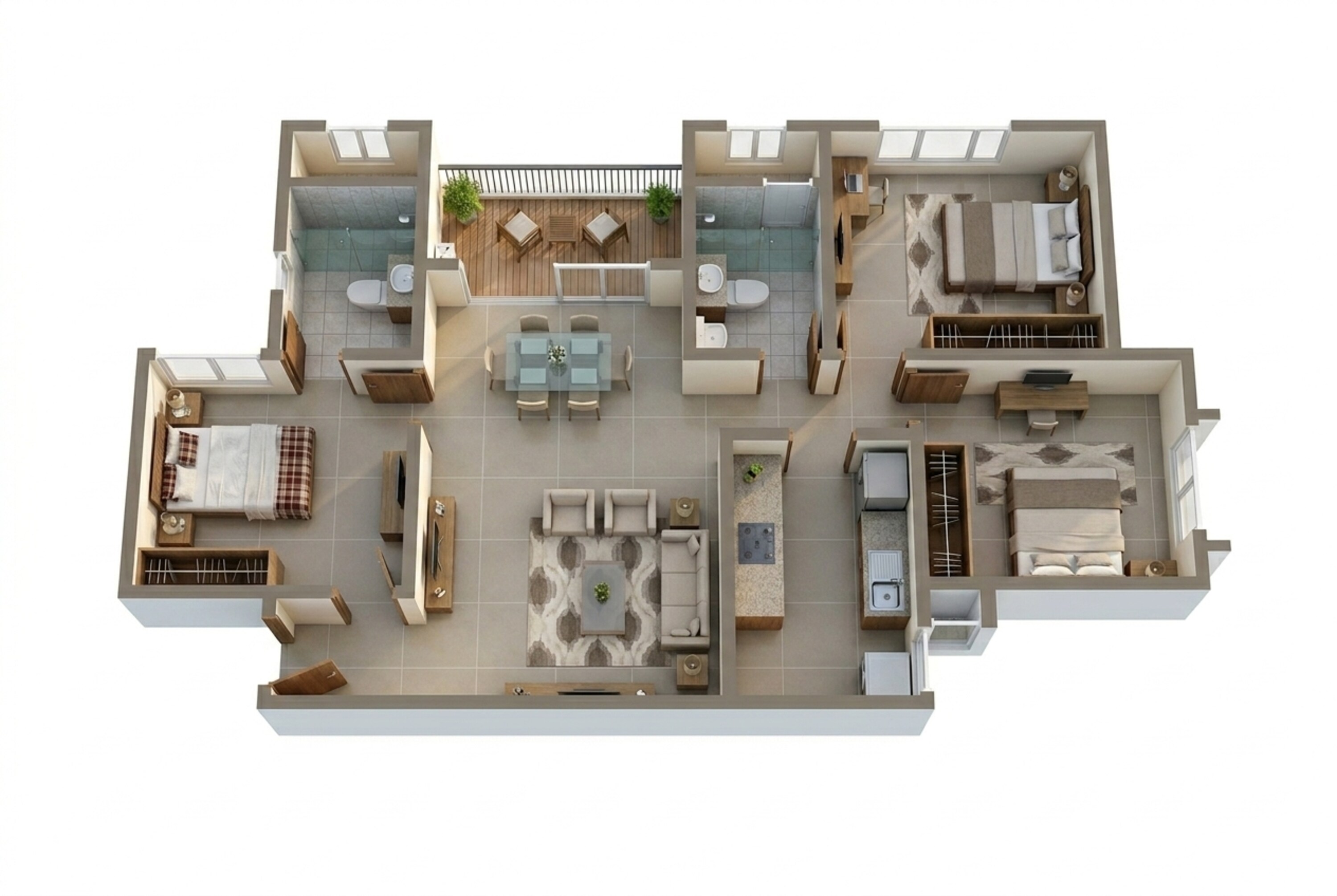 Floor plan of 3 BHK 1131 Sq. Ft. Apartment in Ivory at Brigade Orchards, Bangalore