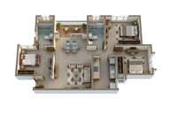 Floor plan of 3 BHK 1131 Sq. Ft. Apartment in Ivory at Brigade Orchards, Bangalore