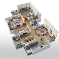 Floor plan of 3 BHK 1370 Sq. Ft. Apartment in Assetz 63 Degree East, Bangalore