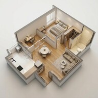Floor plan of 1 BHK 685 Sq. Ft. Apartment in Assetz 63 Degree East, Bangalore