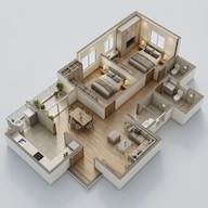 Floor plan of 2 BHK 984 Sq. Ft. Apartment in Assetz 63 Degree East, Bangalore