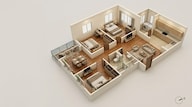 Floor plan of 3 BHK 1191 Sq. Ft. Apartment in Assetz 63 Degree East, Bangalore