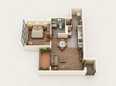 Floor plan of 1 BHK 421 Sq. Ft. Apartment in Provident Kenvista, Pune