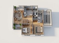 Floor plan of 2 BHK 732 Sq. Ft. Apartment in Provident Kenvista, Pune