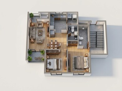 Floor plan of 2 BHK 732 Sq. Ft. Apartment in Provident Kenvista, Pune
