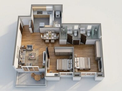 Floor plan of 2 BHK 767 Sq. Ft. Apartment in Kohinoor Kaleido, Pune