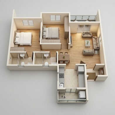 Floor plan of 2 BHK 645 Sq. Ft. Apartment in Vilas Javdekar Yashone Eternitee, Pune