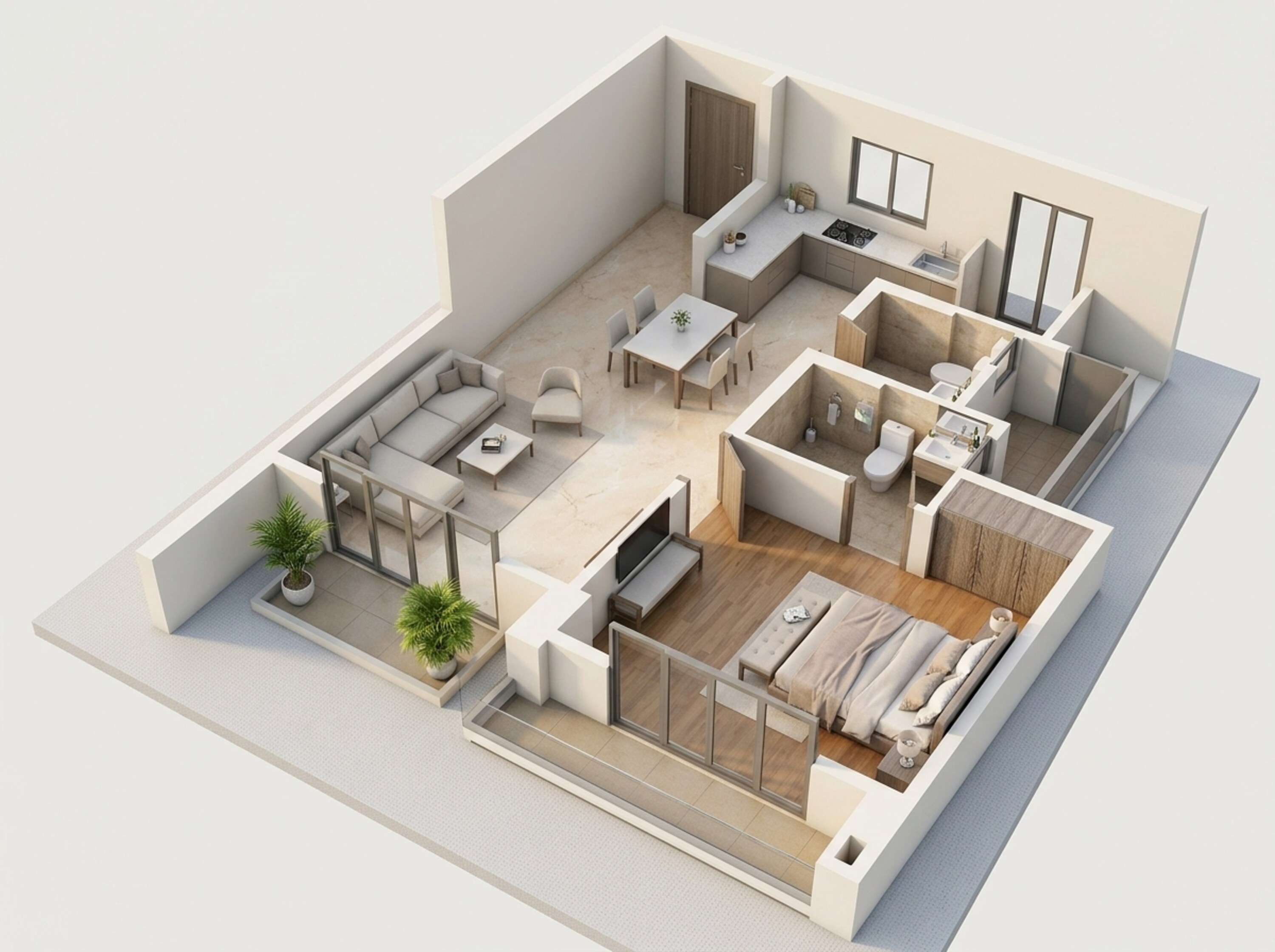 Floor plan of 1 BHK 452 Sq. Ft. Apartment in Mahindra Nestalgia, Pune
