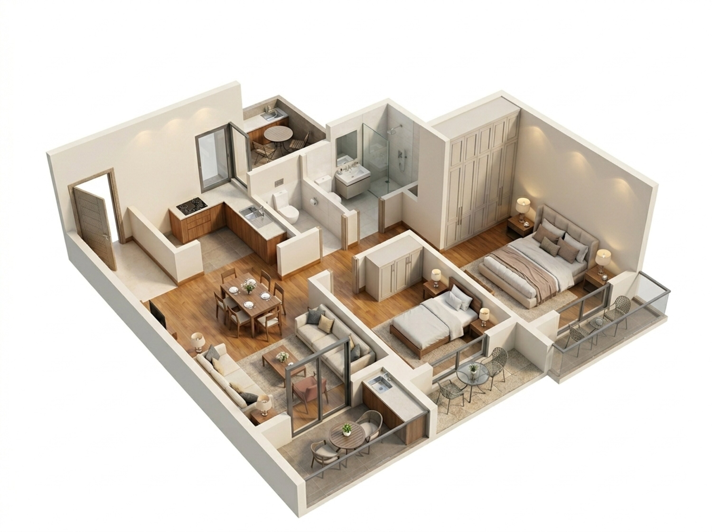 Floor plan of 2 BHK 655 Sq. Ft. Apartment in Mahindra Nestalgia, Pune
