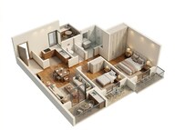 Floor plan of 2 BHK 655 Sq. Ft. Apartment in Mahindra Nestalgia, Pune