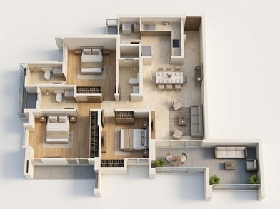 Floor plan of 3 BHK 873 Sq. Ft. Apartment in Mahindra Nestalgia, Pune