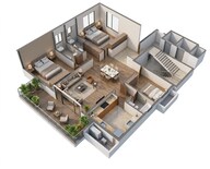 Floor plan of 3 BHK 2378 Sq. Ft. Apartment in Tata The Promont, Bangalore