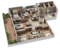 Floor plan of 3 BHK 2480 Sq. Ft. Apartment in Tata The Promont, Bangalore