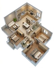 Floor plan of 3 BHK 1495 Sq. Ft. Apartment in Brigade Nanda Heights, Bangalore