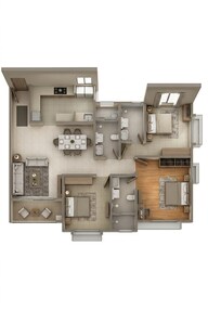 Floor plan of 3 BHK 1587 Sq. Ft. Apartment in Brigade Nanda Heights, Bangalore
