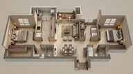 Floor plan of 3 BHK 1111 Sq. Ft. Apartment in Lodha Mahalaxmi Bellevue, Mumbai