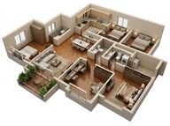 Floor plan of 3 BHK 1206 Sq. Ft. Apartment in Lodha Mahalaxmi Bellevue, Mumbai