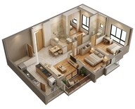 Floor plan of 2 BHK 788 Sq. Ft. Apartment in Kalpataru Parkcity, Thane