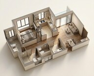 Floor plan of 1 BHK 464 Sq. Ft. Apartment in Kalpataru Parkcity, Thane