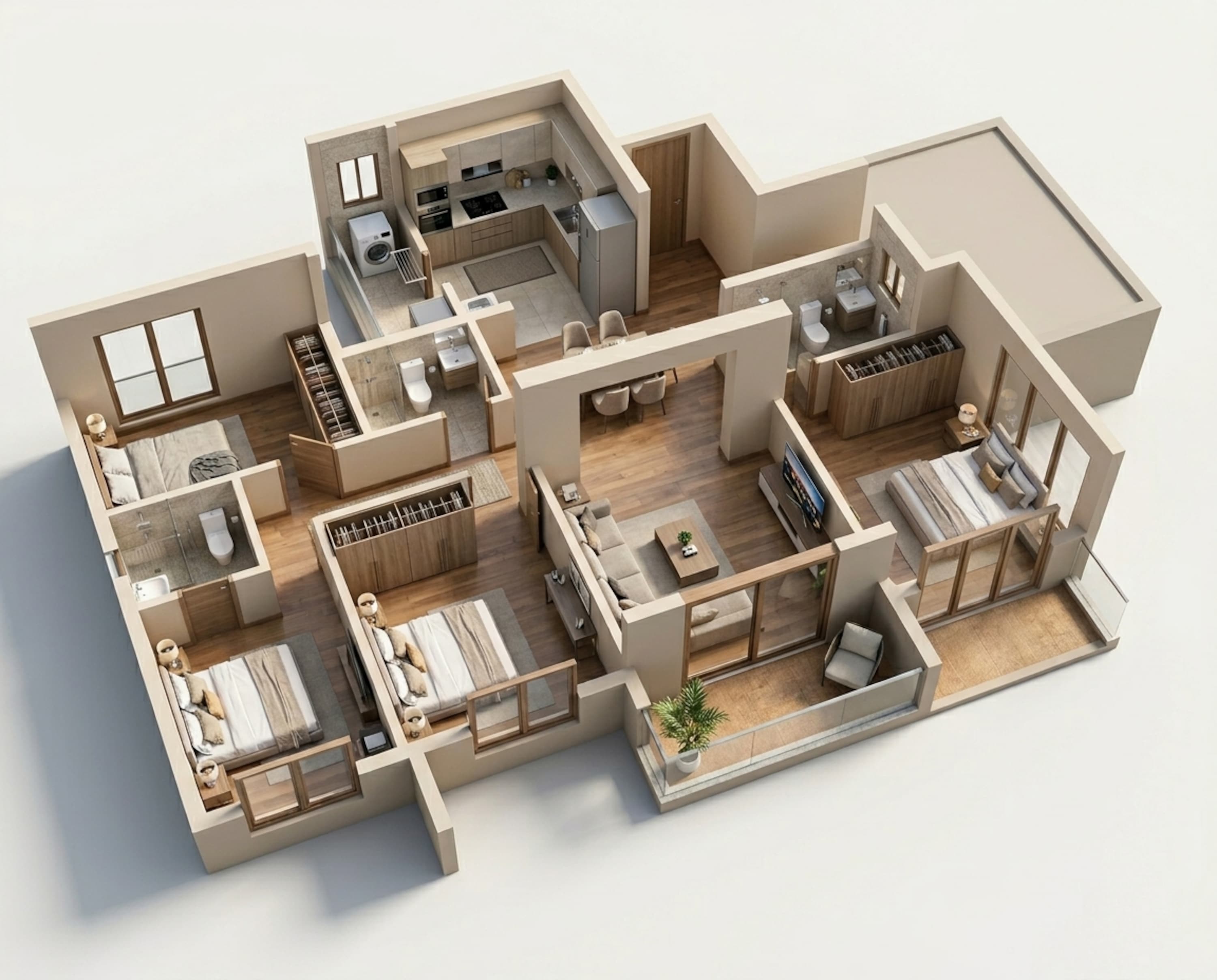Floor plan of 3 BHK 920 Sq. Ft. Apartment in Kalpataru Parkcity, Thane