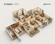 Floor plan of 3 BHK 1079 Sq. Ft. Apartment in Kalpataru Parkcity, Thane