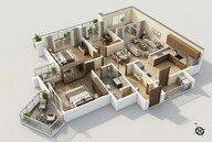 Floor plan of 2 BHK 1690 Sq. Ft. Apartment in Shapoorji Pallonji ParkWest, Bangalore