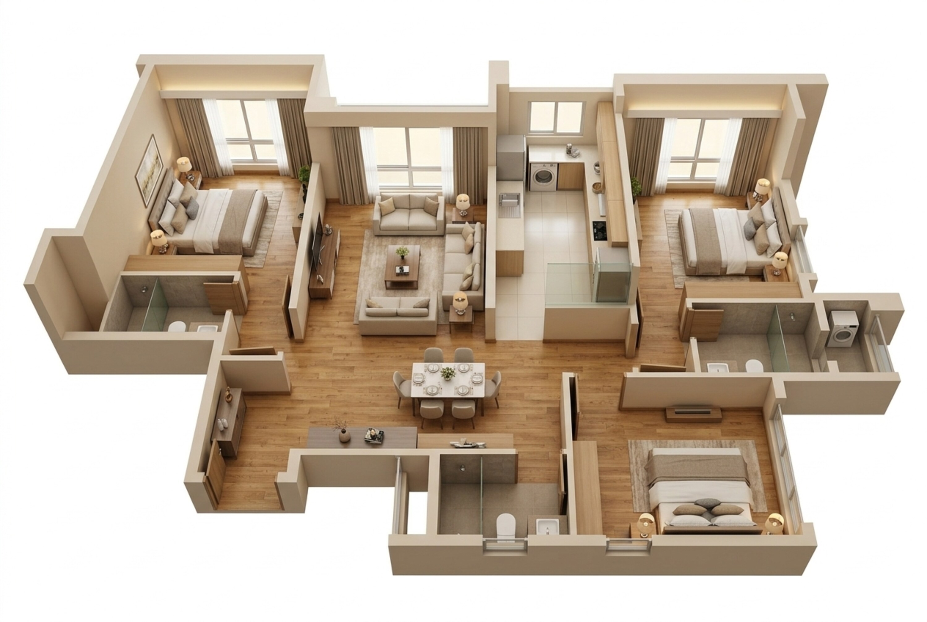 Floor plan of 3 BHK 1919 Sq. Ft. Apartment in Shapoorji Pallonji ParkWest, Bangalore