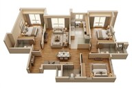 Floor plan of 3 BHK 1919 Sq. Ft. Apartment in Shapoorji Pallonji ParkWest, Bangalore