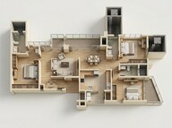 Floor plan of 3 BHK 2190 Sq. Ft. Apartment in Shapoorji Pallonji ParkWest, Bangalore