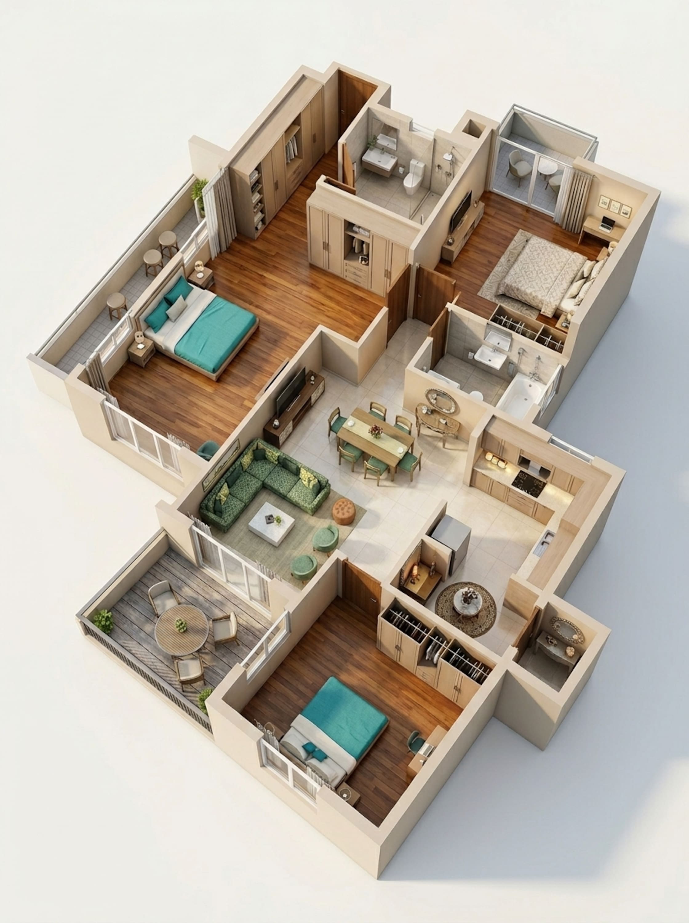 Floor plan of 3 BHK 1000 Sq. Ft. Apartment in Ashiana Amarah, Gurgaon