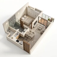 Floor plan of 1 BHK 613 Sq. Ft. Apartment in Brigade Orchards, Bangalore
