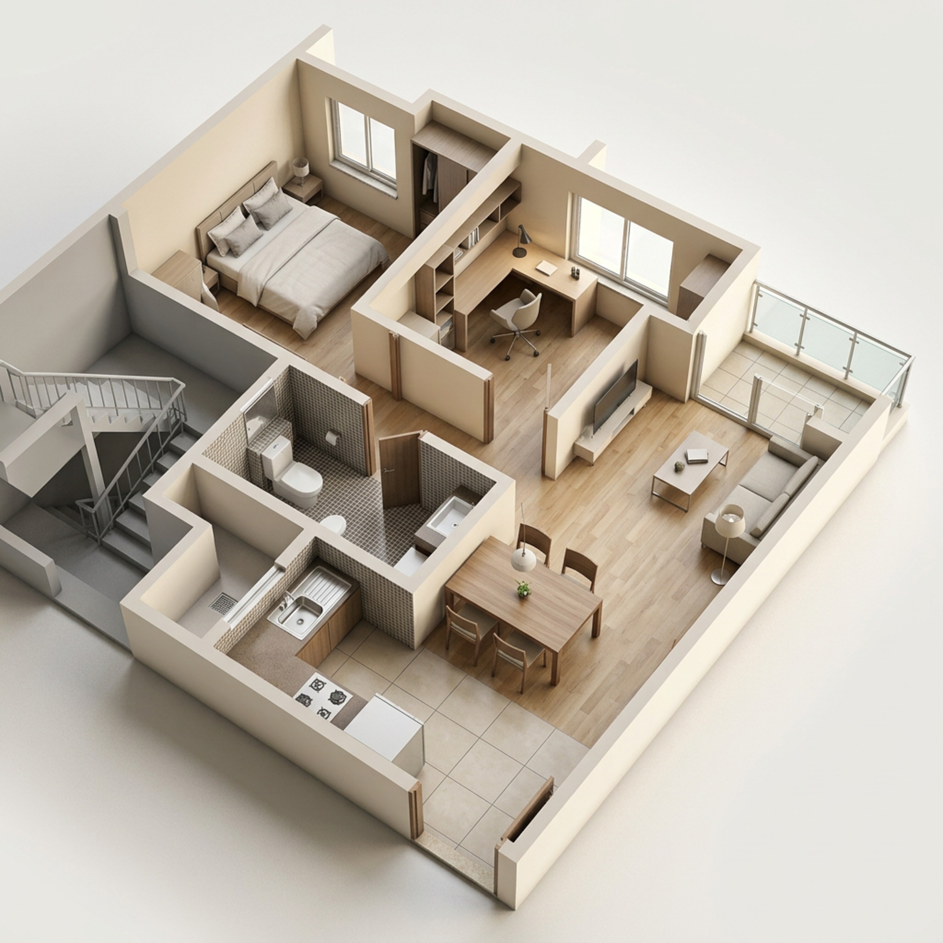 Floor plan of 1 BHK 900 Sq. Ft. Apartment in Brigade Orchards, Bangalore